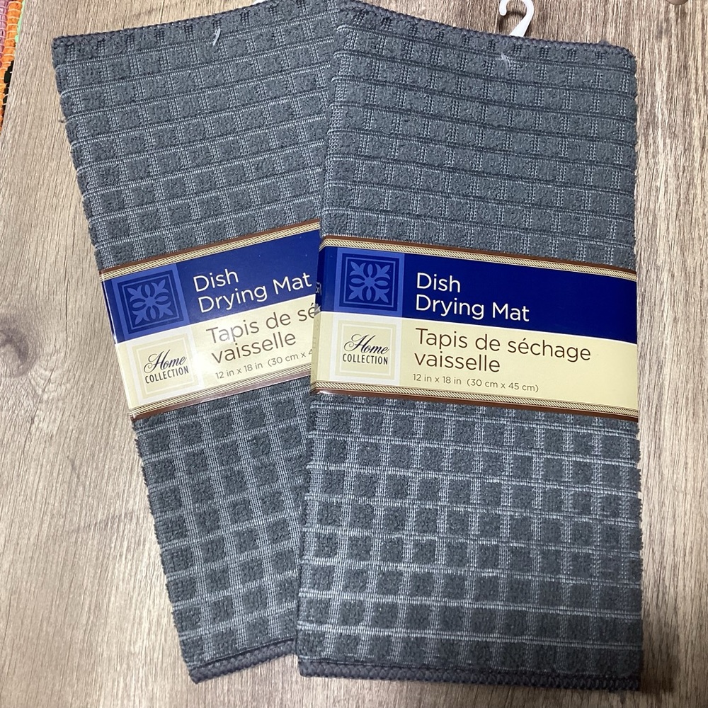 Set of 2 new gray Home Collection microfiber drying mats